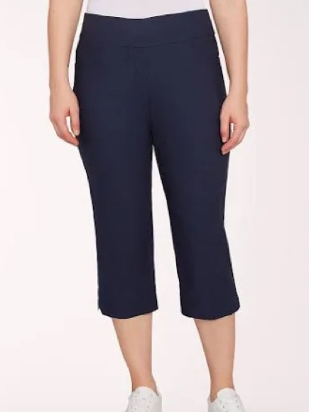 Ruby Rd Navy Capri Pants 22W Stretch Pull-On Contour Waist